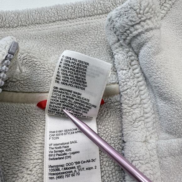 The‎ North Face Full Zip Sherpa Fleece Lined Jacket Womens Size Small Off White - Picture 8 of 8